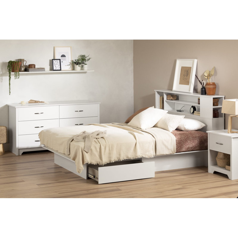 Fusion Full Queen 2 Drawer Platform Bed Pure White